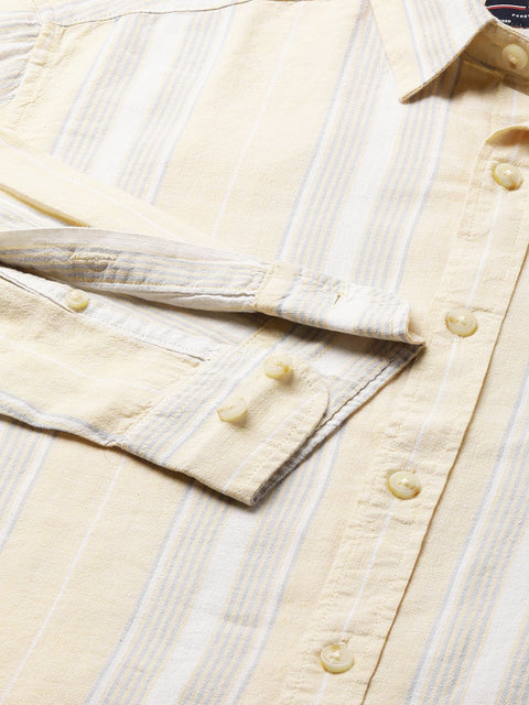 Yellow Striped Cotton Shirt - Shirt - 230725298