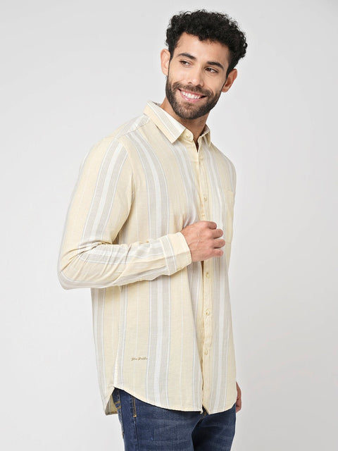 Yellow Striped Cotton Shirt - Shirt - 230725298