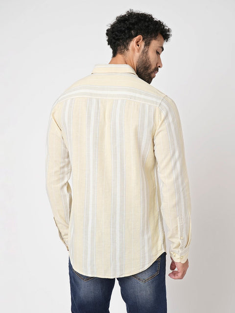 Yellow Striped Cotton Shirt - Shirt - 230725298