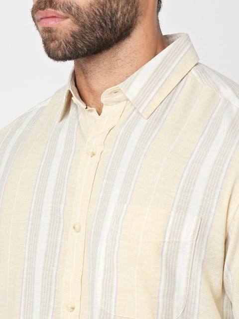 Yellow Striped Cotton Shirt - Shirt - 230725298
