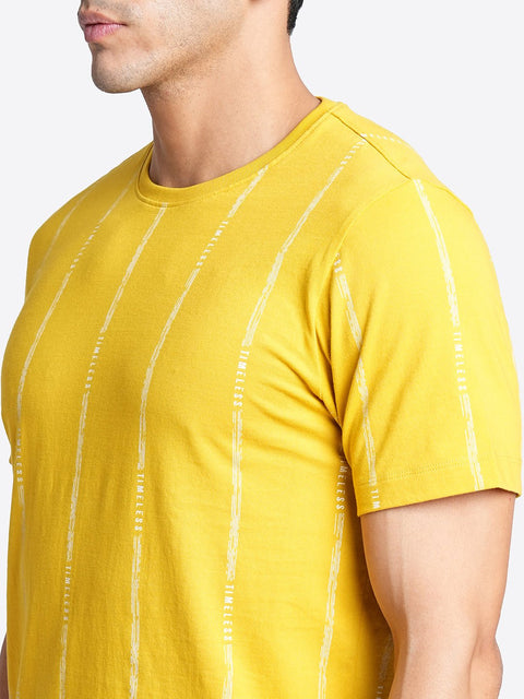 Yellow Striped Cotton T-shirt - T-Shirt - 230400397