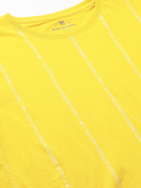 Yellow Striped Cotton T-shirt - T-Shirt - 230400397