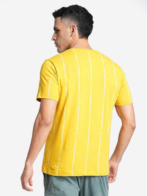 Yellow Striped Cotton T-shirt - T-Shirt - 230400397