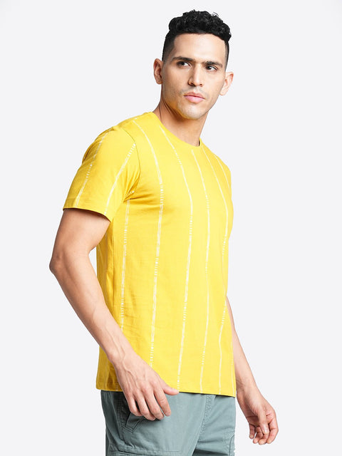 Yellow Striped Cotton T-shirt - T-Shirt - 230400397