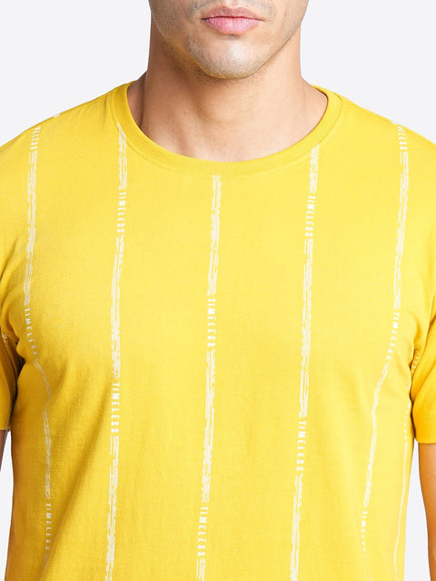 Yellow Striped Cotton T-shirt - T-Shirt - 230400397