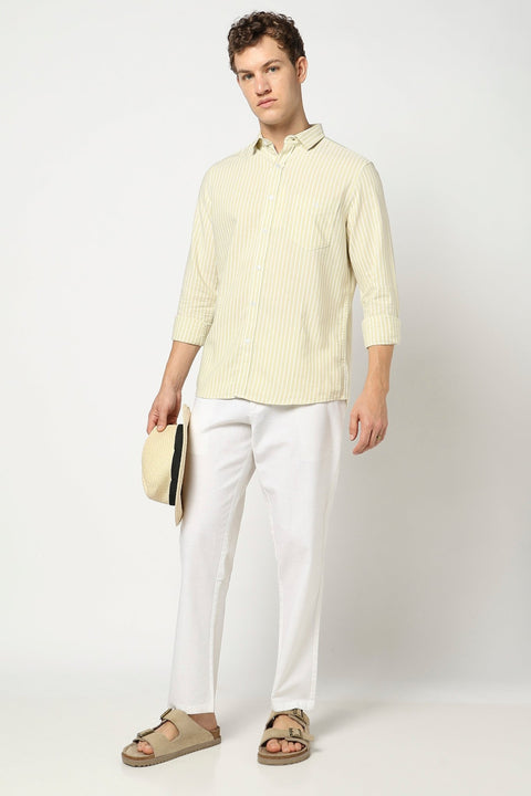 Yellow Stripped Full Sleeve Shirt - Shirts - 250531148