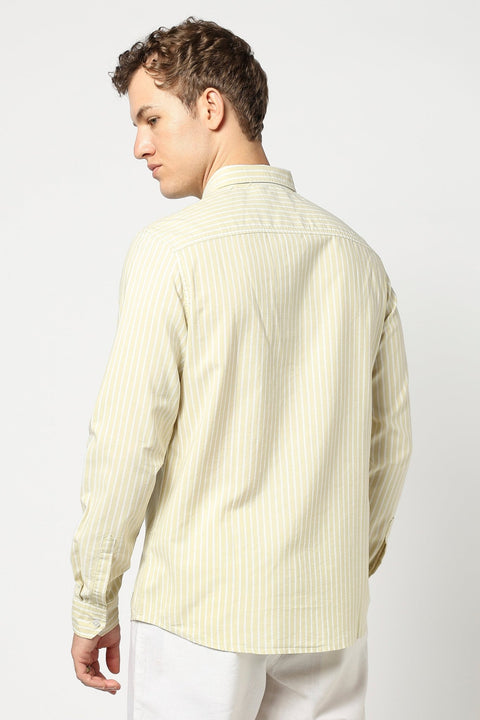 Yellow Stripped Full Sleeve Shirt - Shirts - 250531148