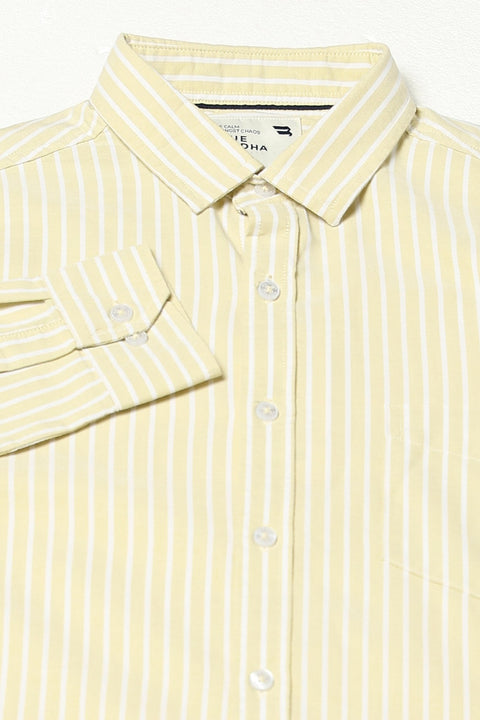 Yellow Stripped Full Sleeve Shirt - Shirts - 250531148