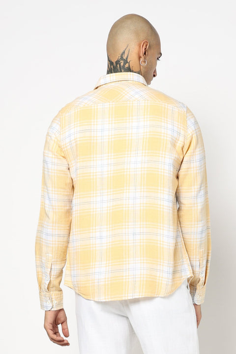 YELLOW TARTAN CHECKERED MENS SHIRT-Shirt - 250731916
