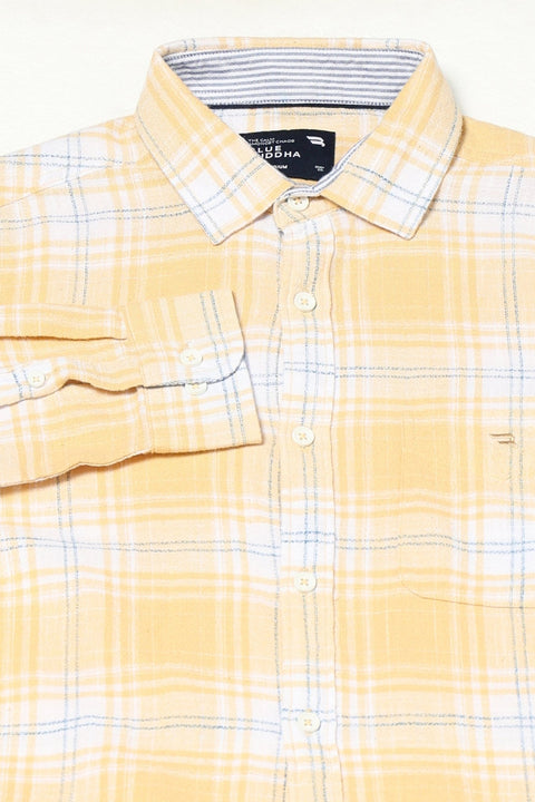 YELLOW TARTAN CHECKERED MENS SHIRT-Shirt - 250731916
