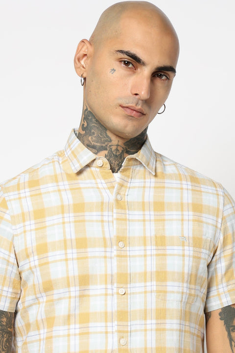 YELLOW TARTAN CHECKERED SHIRT-Shirts - 250731881
