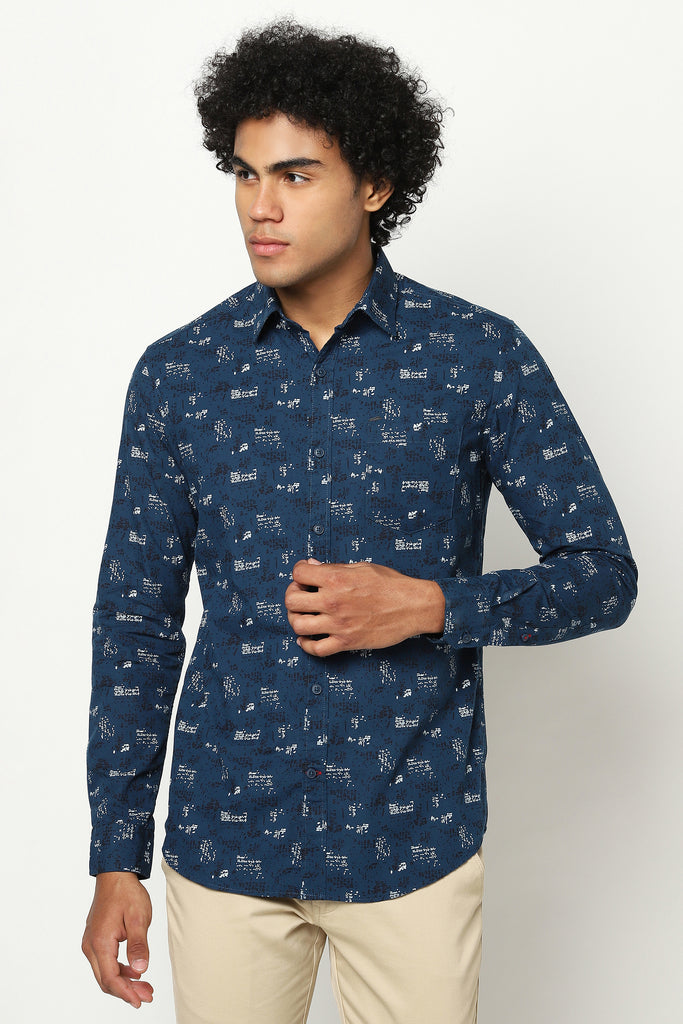 Blue Over All Printed Shirt