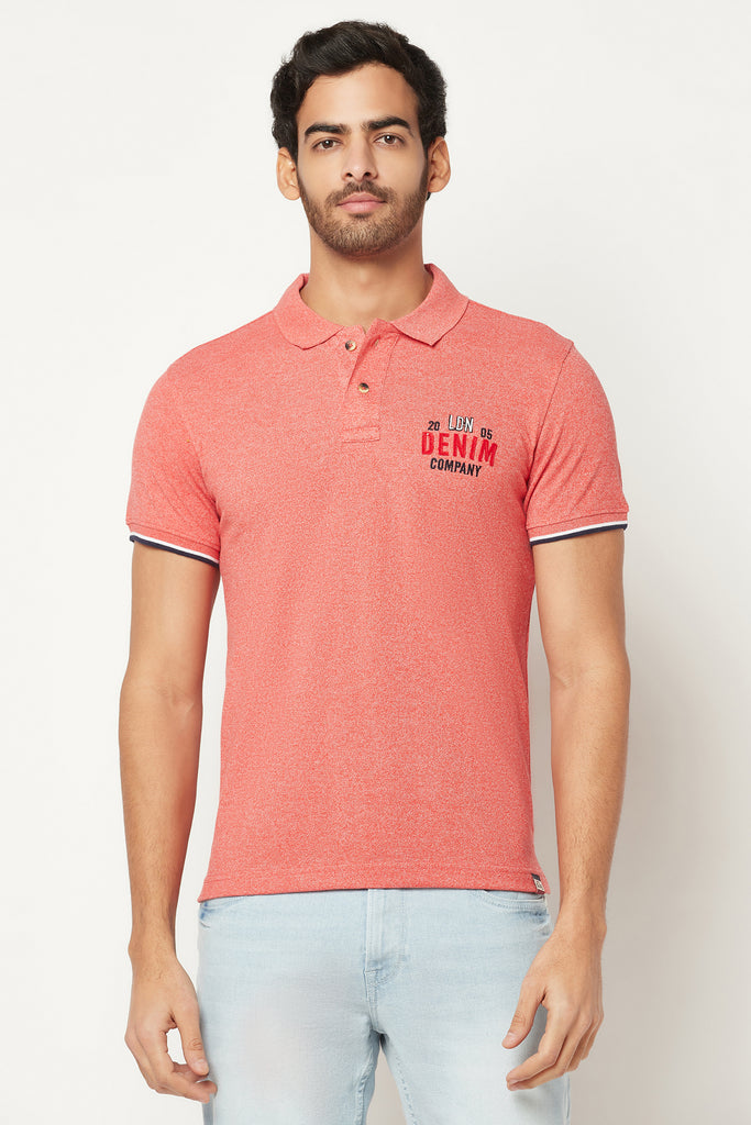 Coral Embroidered  T-shirt 