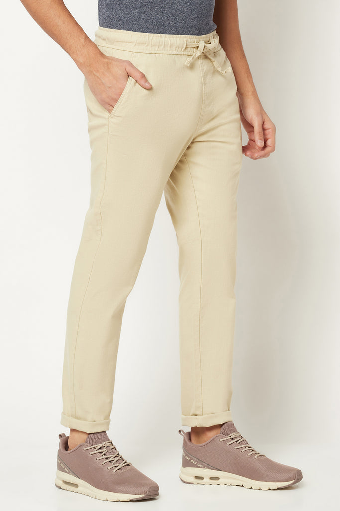 Beige Tapered Fit Trouser