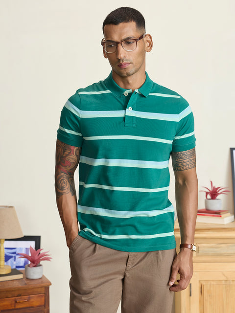 Single Jersey Smart Fit Striped Polo
