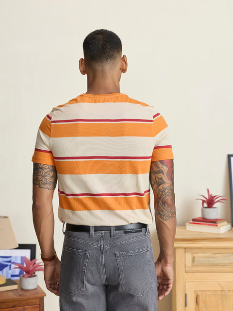 Round Neck Single Jersey Striped T-Shirt