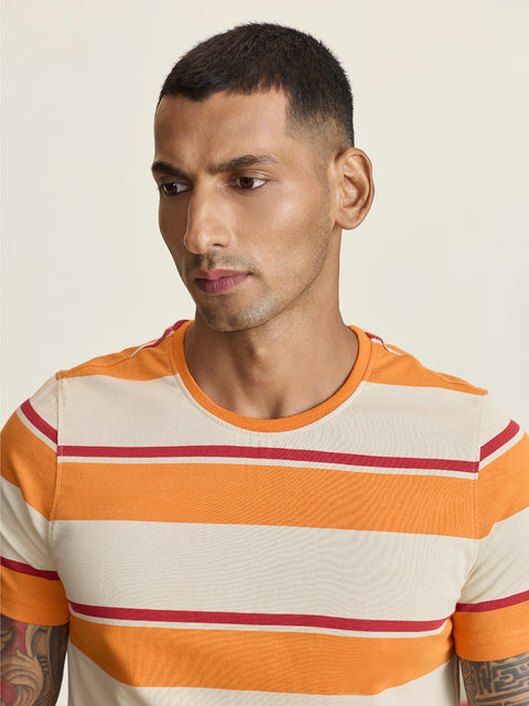 Round Neck Single Jersey Striped T-Shirt