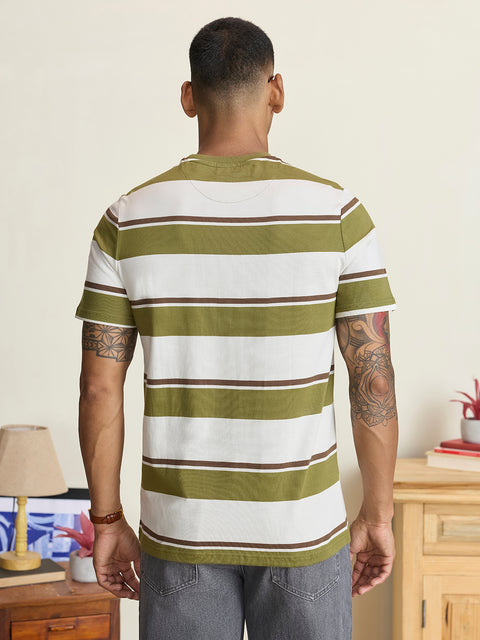 Round Neck Single Jersey Striped T-Shirt