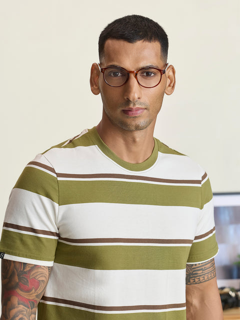 Round Neck Single Jersey Striped T-Shirt