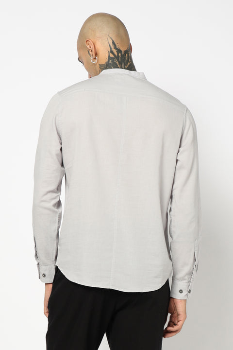 Light Grey Solid Cotton Shirt Kurta