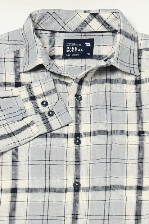 DUSTY BLUE  TARTAN CHECKERED SHIRT