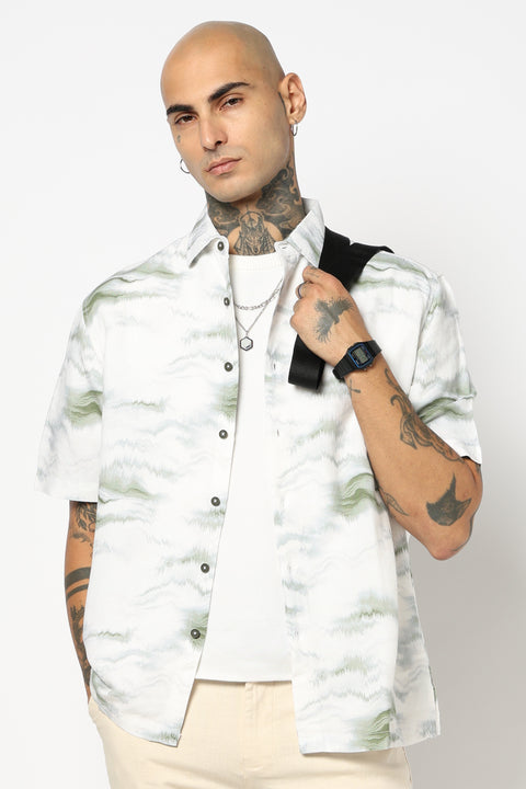 OFF WHITE PRINTED HALF SLEEVE SHIRT