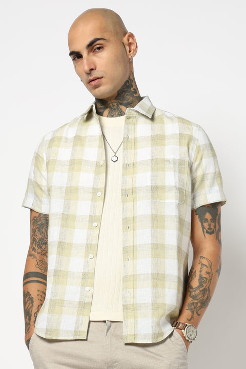 MINT BUFFALO CHECKERED HALF SLEEVE SHIRT
