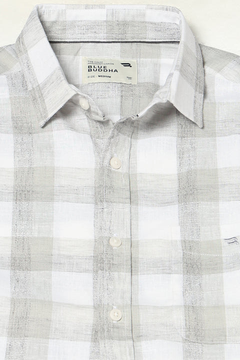 LIGHT GREY GINGHAM CHECKERED HALF SLEEVE SHIRT