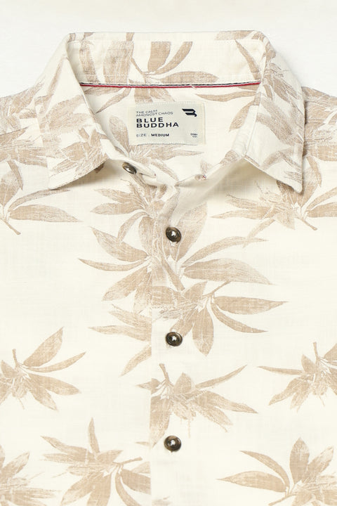 BROWN LEAF PRINTED HALF SLEEVE SHIRT