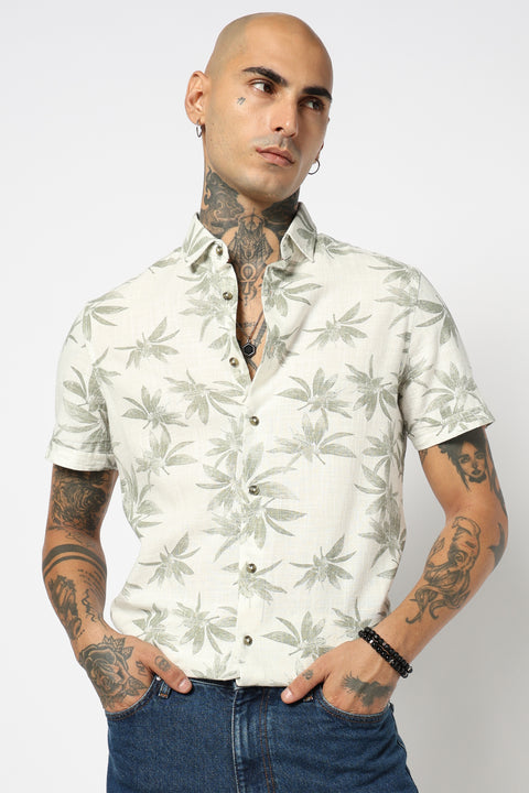 GREEN LEAF PRINTED HALF SLEEVE SHIRT
