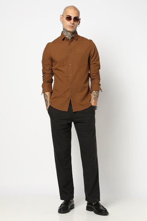 CAMEL PLAIN TAILORED FIT SHIRT