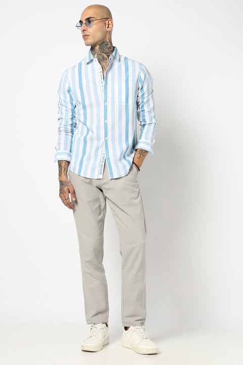 BLUE VERTICAL STRIPED SHIRT