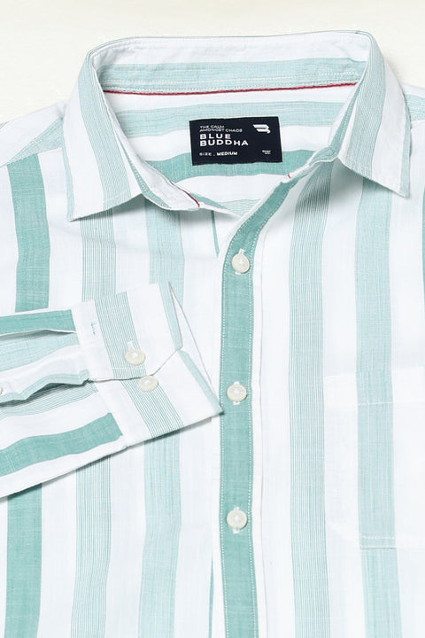 TURQUOISE VERTICAL STRIPED SHIRT