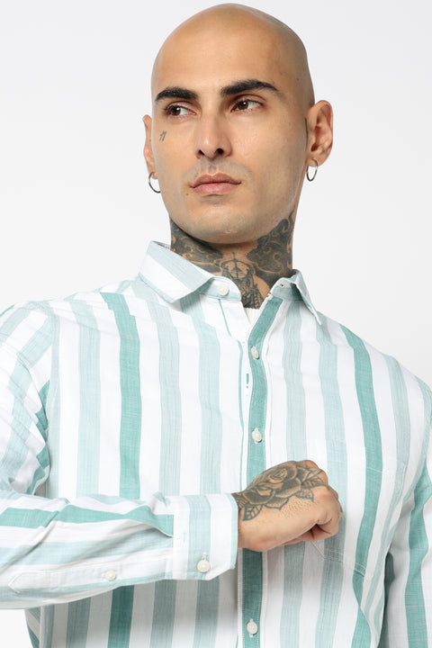 TURQUOISE VERTICAL STRIPED SHIRT