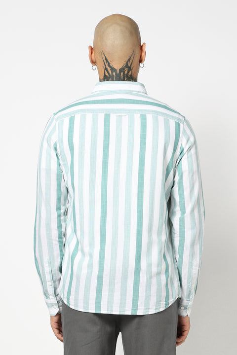 TURQUOISE VERTICAL STRIPED SHIRT