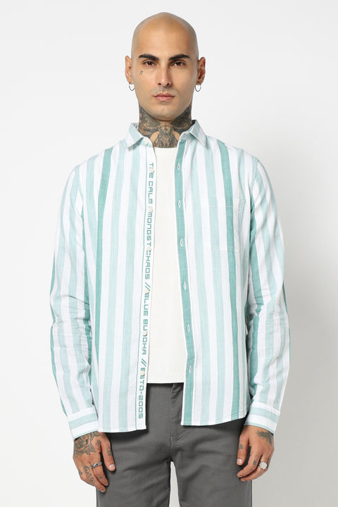TURQUOISE VERTICAL STRIPED SHIRT