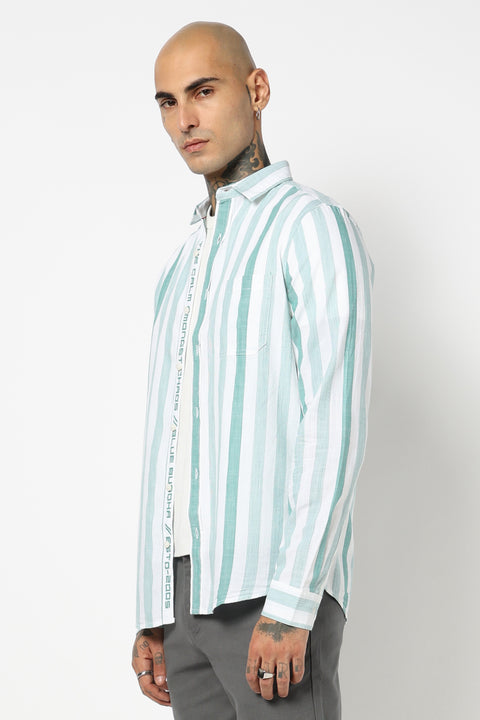 TURQUOISE VERTICAL STRIPED SHIRT