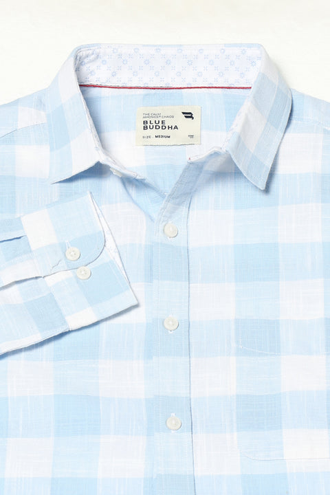 BLUE GINGHAM CHECKERED CASUAL SHIRT