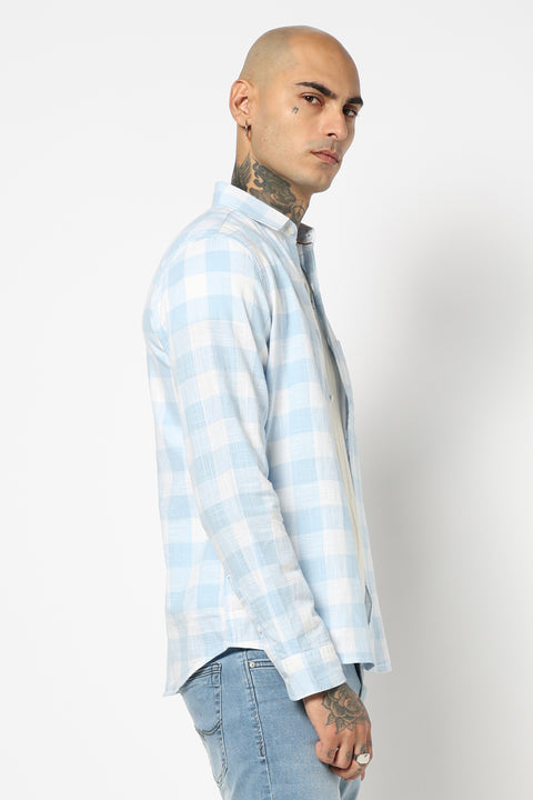 BLUE GINGHAM CHECKERED CASUAL SHIRT
