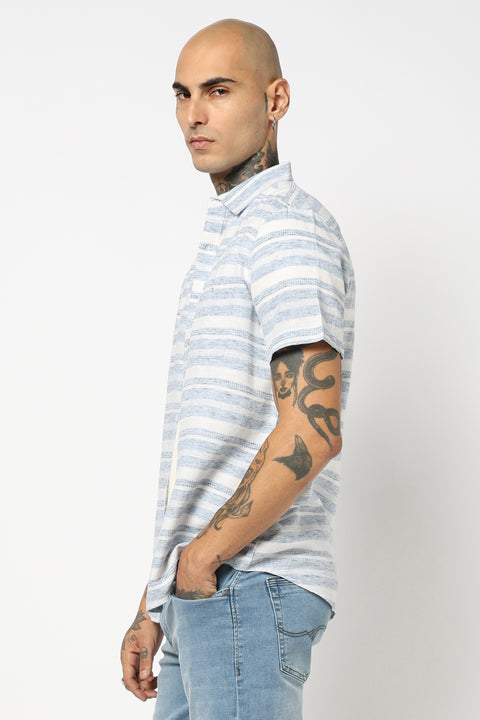 BLUE STRIPED HALF SLEEVE SHIRT