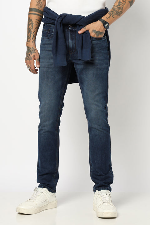 DARK BLUE PLAIN SLIM FIT JEANS