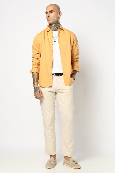 MUSTARD PLAIN TAILORED FIT SHIRT