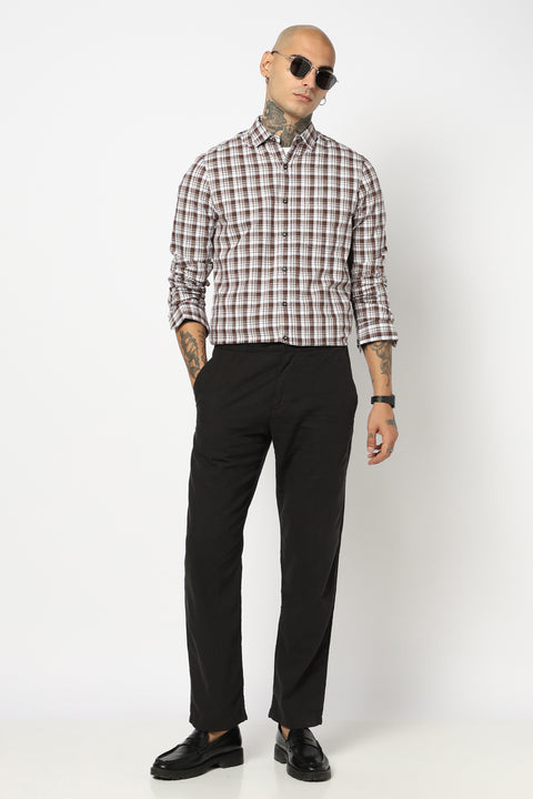 BROWN TARTAN CHECKERED SHIRT