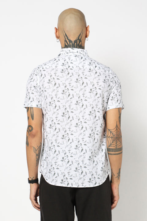 GREY FLORAL PRINTED HALF SLEEVE SHIRT