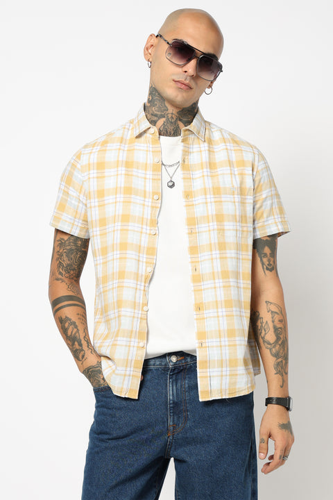 YELLOW TARTAN CHECKERED SHIRT