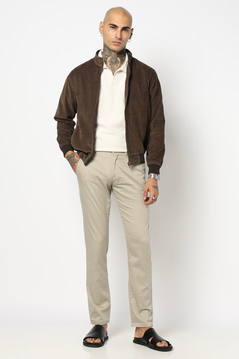 OLIVE PLAIN SLIM FIT TROUSER