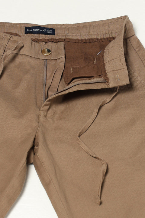 KHAKHI PLAIN TRAVELLER FIT PANTS