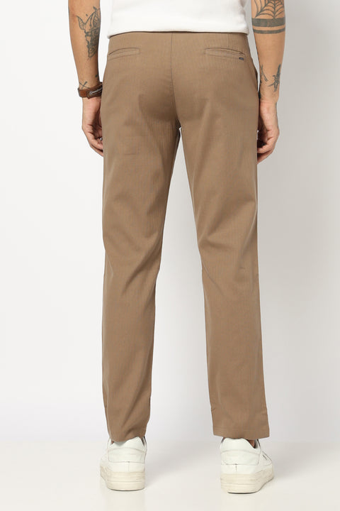 KHAKHI PLAIN TRAVELLER FIT PANTS