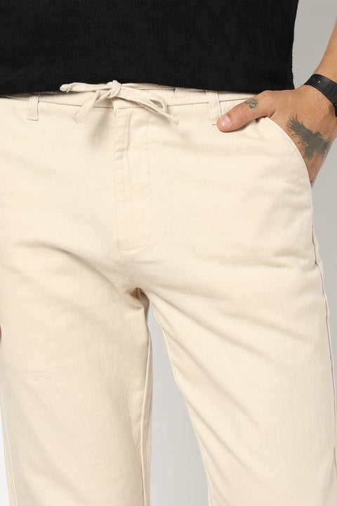 BEIGE TRAVELLER FIT MENS TROUSER