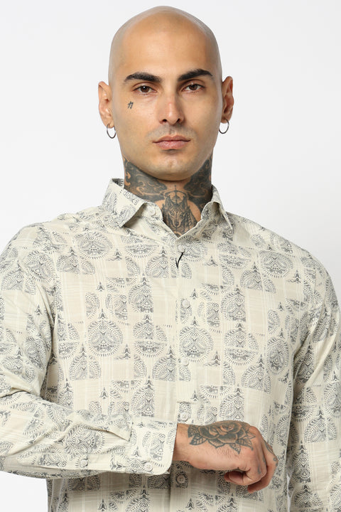 OFF WHITE ALL OVER PRINTED COTTON SHIRT
